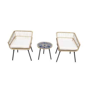 Tuinset Rattan - 2 Stoelen & 1 Tafel - Incl. Kussen product