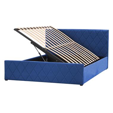ROCHEFORT - Tweepersoonsbed - Blauw - 140 x 200 cm - Fluweel product