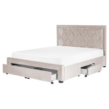 LIEVIN - Bed met opbergruimte - Beige - 160 x 200 cm - Fluweel product