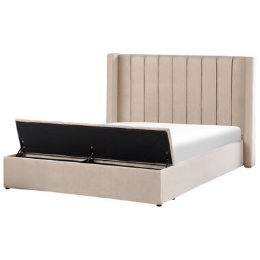 Lit double en velours beige avec banc coffre 160 x 200 cm NOYERS product