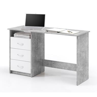 Emob Bureau Adriano 123cm met 3 lades - beton/wit product