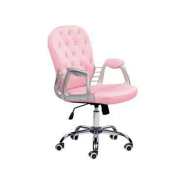 Chaise de bureau pivotante en cuir PU avec cristaux rose PRINCESS product