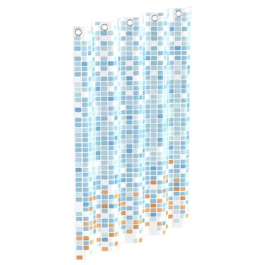 EISL Douchegordijn met mozaïek 200x180x0,2 cm blauw en oranje product