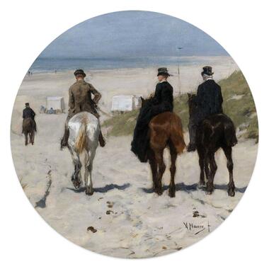 Glasschilderij - Anton Mauve Morgenrit langs het strand - Ø 50 cm Glas product