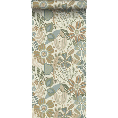 ESTAhome behangpapier - bloemmotief - beige, blauw en groen - 0.53 x 10.05 m product