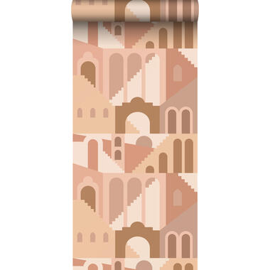 ESTAhome behangpapier - mediterrane huisjes - terracotta roze - 50 x 900 cm product