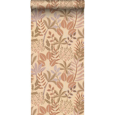 ESTAhome behangpapier - bladeren - beige, terracotta roze en lila paars product