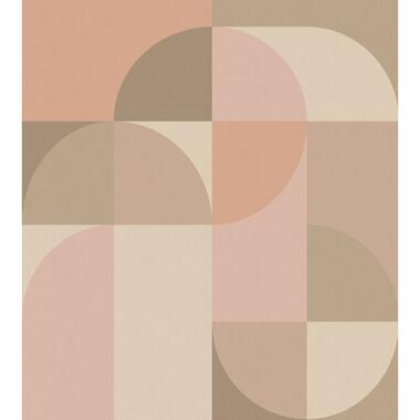 ESTAhome fotobehang - cirkels in Bauhaus stijl - roze en beige - 250 x 279 cm product