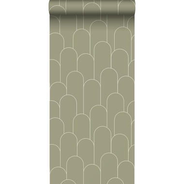 ESTAhome behangpapier - art deco motief - kakigroen - 50 x 900 cm product