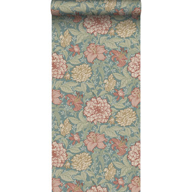 Sanders & Sanders behang - vintage bloemen - blauw, groen en roze product