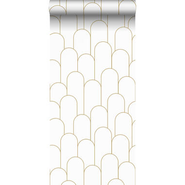 ESTAhome behangpapier - art deco motief - wit en goud - 50 x 900 cm product