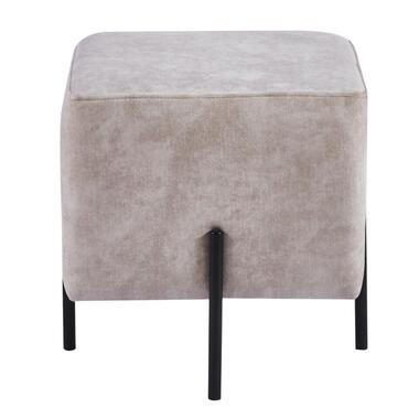 Jorg tabouret 36x36x38 cm velours vintage ivoire product