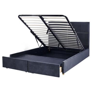 VERNOYES - Bed met opbergruimte - Zwart - 160 x 200 cm - Fluweel product