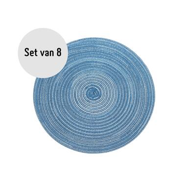 Krumble Placemat rond - Blauw/grijs - Set van 8 product