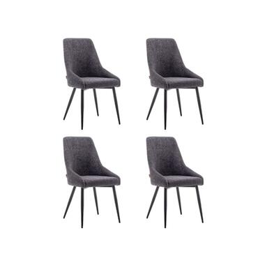 Furnihaus Eetkamerstoelen set van 4 Oscar Boucle Zwart - Antraciet product