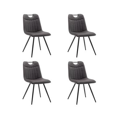 Furnihaus Chaises de salle à manger lot de 4 - Leon - Microfibre - Anthracite product