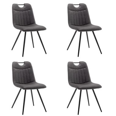 Furnihaus Eetkamerstoelen set van 4 - Leon - Microvezel - Antraciet product