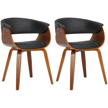CLP Set van 2 chaise salle à manger Bruce Noyer Frame - Bois - Noir product