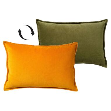 FAY - Kussenhoes 40x60 cm - velvet met 2 kleuren - Golden Glow + Chive - geel en product