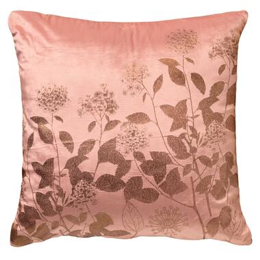 ROSALIE - Kussenhoes 45x45 cm - velvet - bloemen en blaadjes - Muted Clay - roze product