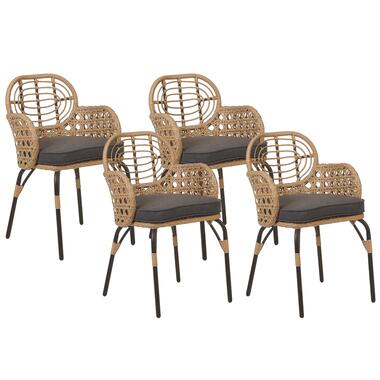 Lot de 4 chaises de jardin avec coussins PRATELLO Naturel product