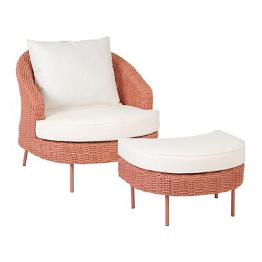 Chaise de jardin avec repose-pieds en rotin PE rose ARCILLE product