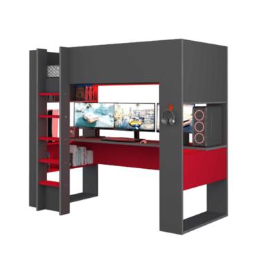 Lit mezzanine avec bureau Graham 90x200cm - anthracite/rouge product