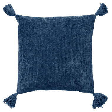 NINO - Sierkussen van katoen 45x45 cm Insignia Blue - blauw - kussentje met flos product