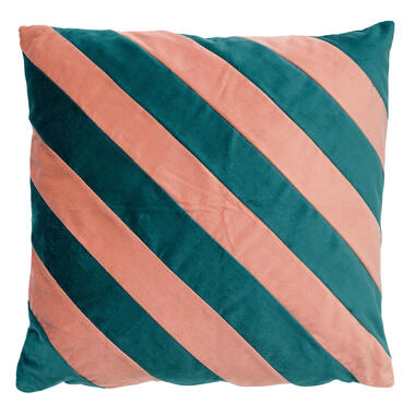 PEBBE - Sierkussen velvet 45x45 cm - sagebrush green - groen - roze - strepen product