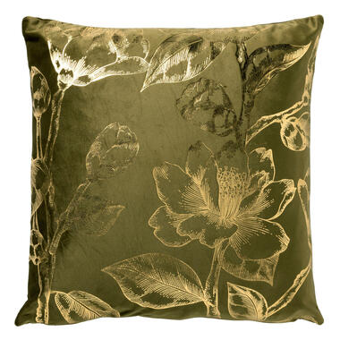 AVERY - Sierkussen velvet 45x45 cm - Military Olive - groen met goudkleurige pri product