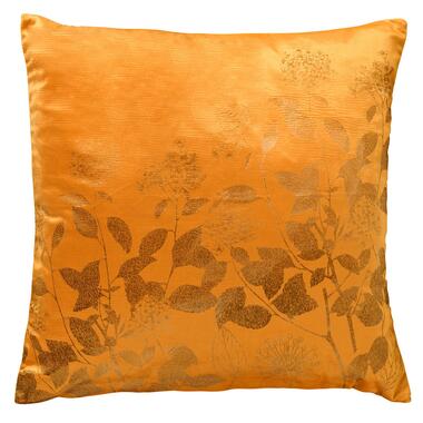 ROSALIE - Sierkussen 45x45 cm - velvet - bloemen en blaadjes - Golden Glow - gee product