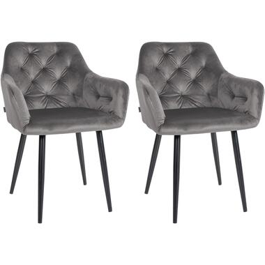 CLP Set van 2 Chaise à manger Stanley - Velours – Gris foncé product