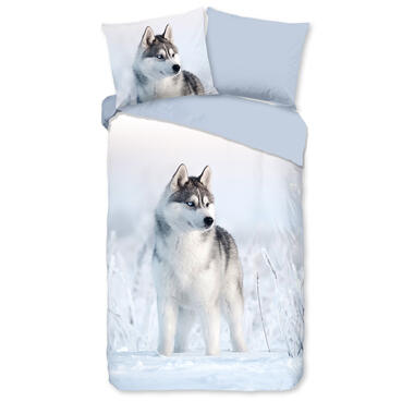 Good Morning Dekbedovertrek "husky hond" - Blauw - (140x200/220 cm) - Katoen product