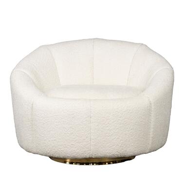 Fauteuil Bouclé Wit - Zithoogte 42cm - Gouden Onderstel product