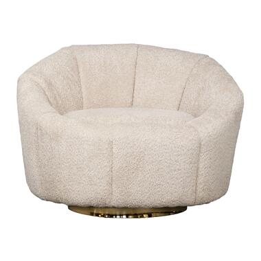 Fauteuil Bouclé Beige - Zithoogte 42cm - Gouden Onderstel product