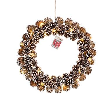 House of Seasons Kerstkrans met LED Verlichting - Ø48 cm - Bruin product