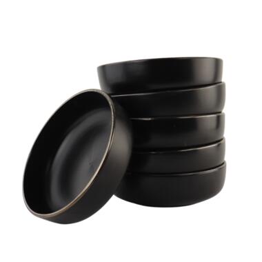 OTIX Assiettes à soupe Assiettes à pâtes profondes Set de 6 pièces 18cm Noir product