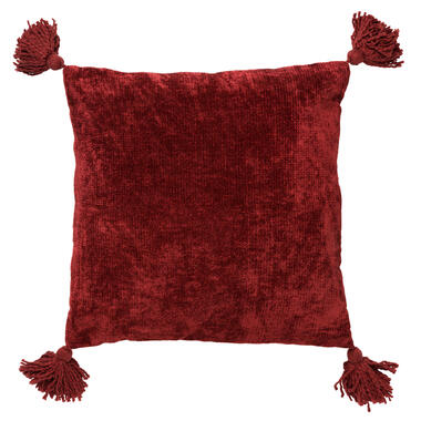 NINO - Sierkussen van katoen 45x45 cm Merlot - rood - kussentje met flosjes product