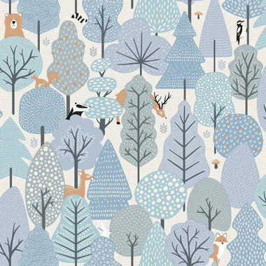 Dutch Wallcoverings behang - My Kingdom Forest Animals blauw - 0.53x10,05m product