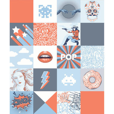 Dutch Wallcoverings behang - My Kingdom Pop Art blauw/oranje - 0.53x10,05m product
