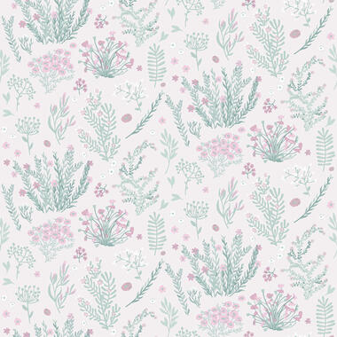Dutch Wallcoverings behang - My Kingdom Flowers groen/roze - 0.53x10,05m product