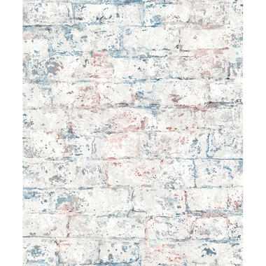 Dutch Wallcoverings behang - Loft baksteen wit/blauw - 0.53x10,05m product