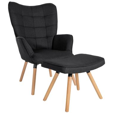 CLP Fauteuil Garding Met voetbank - Stof Zwart product