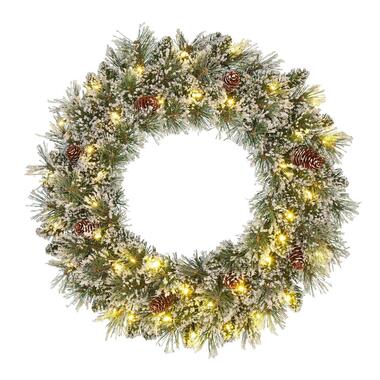 Black Box Trees Vandans Kerstkrans met LED - Ø60 cm - Groen Frosted product
