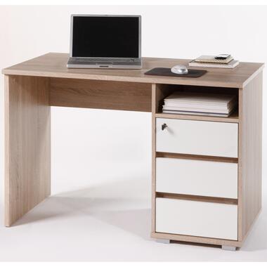 Emob Bureau Primos 110cm met 3 lades - eik/wit product