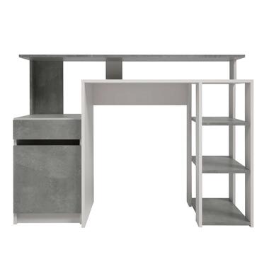 Bureau Orazo met legplanken - wit/beton product