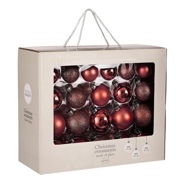 House of Seasons Kerstballen Set - 42 Stuks - Ø7 cm - Glas - Rood product