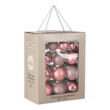 House of Seasons Boules de Noël - 26 pièces - Ø7 cm - Verre - Rose product