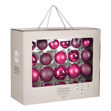 House of Seasons Boules de Noël - 42 pièces - Ø7 cm - Verre - Fuchsia product