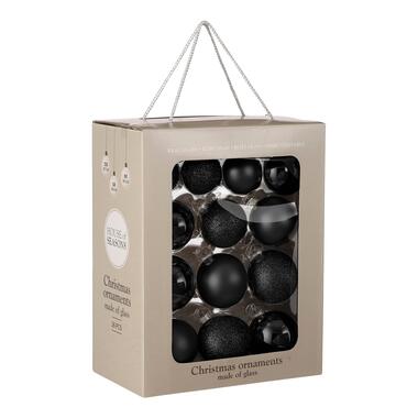 House of Seasons Boules de Noël - 26 pièces - Ø7 cm - Verre - Noir product